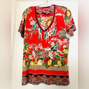 Johnny Was-vivid tropical print top